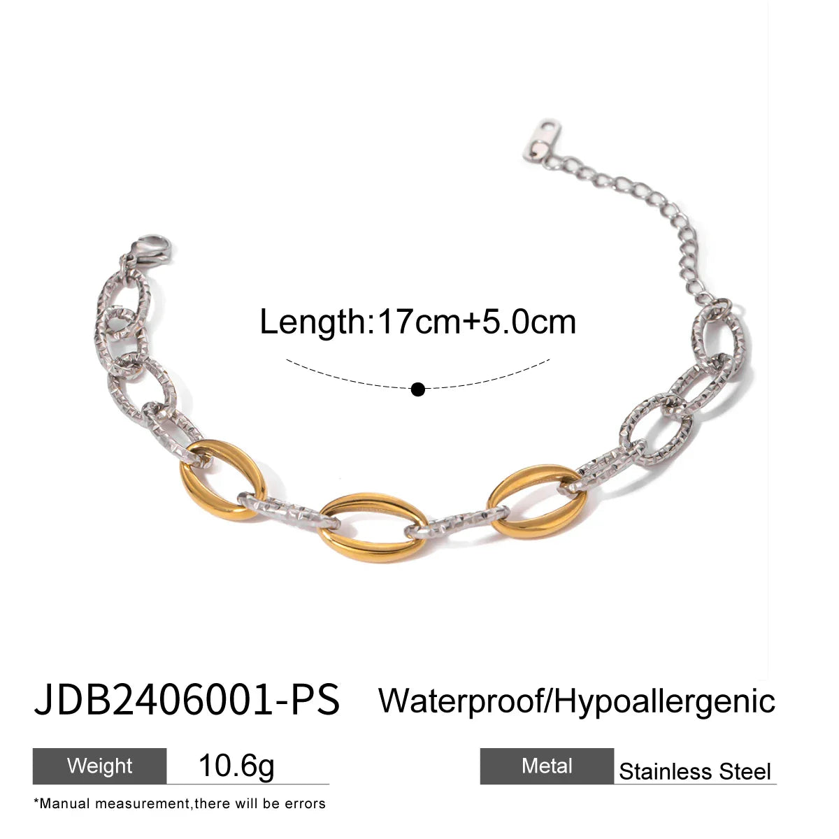 Stainless Steel Chain Bangle Bracelet - JDB2406001-PS