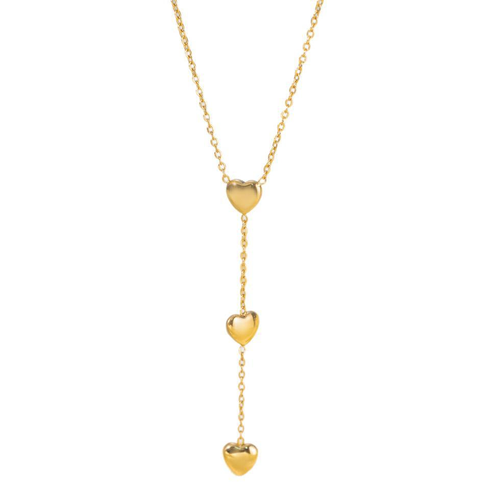 Stainless Steel Color-retaining Multi-heart Tassel Necklace - Gold - electronic accessories