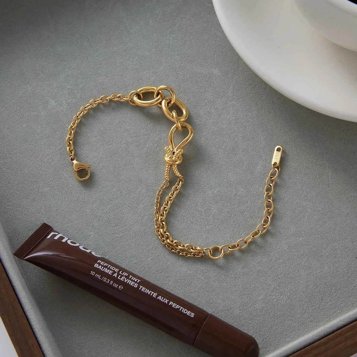 Stainless Steel Double Color Knot Bracelet