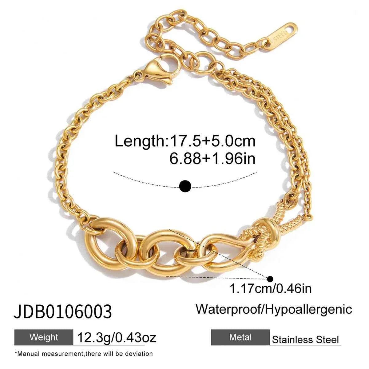 Stainless Steel Double Color Knot Bracelet