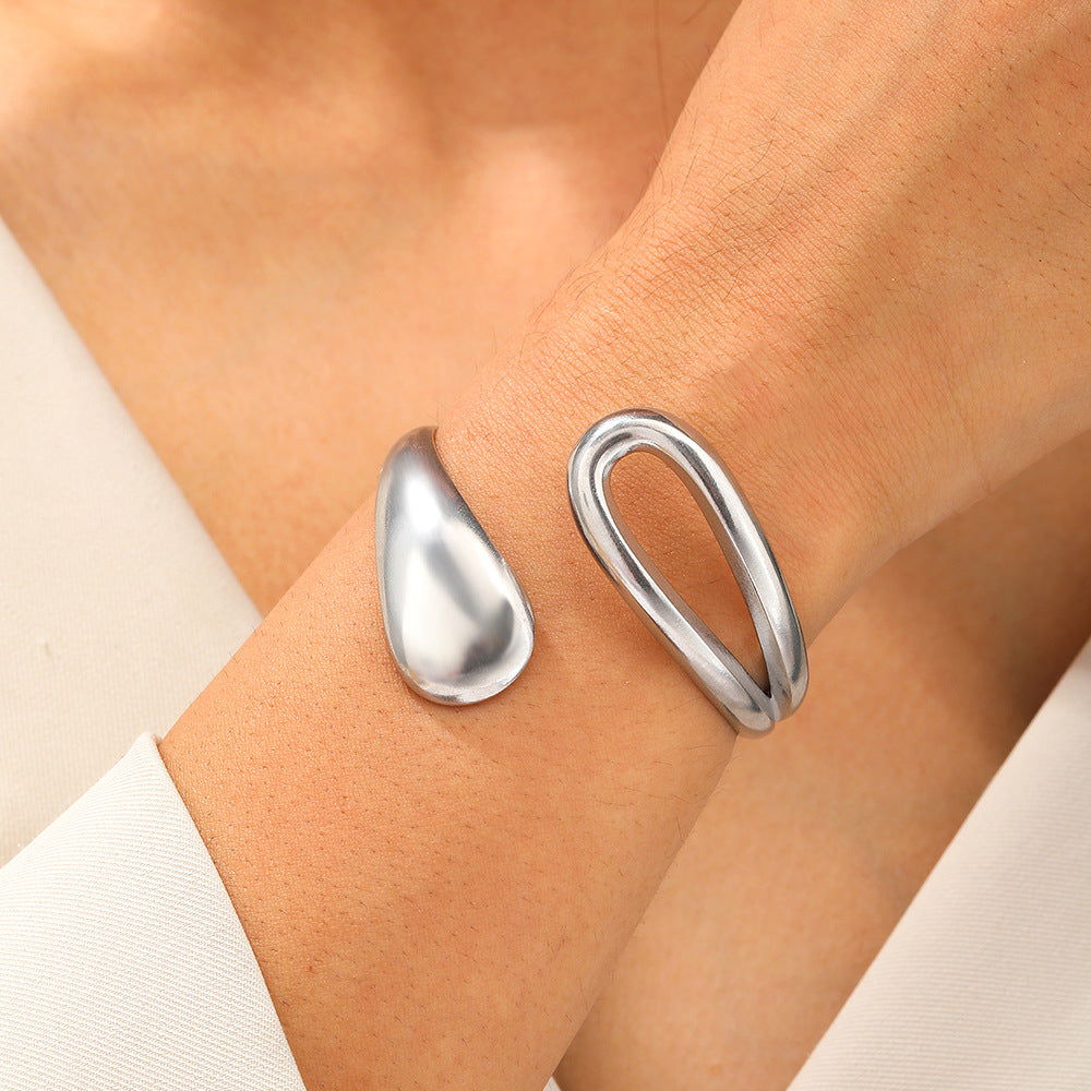 Stainless Steel Drop-shaped Interlaced Open-ended Bracelet - electronic accessories