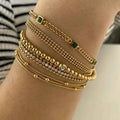 Stainless Steel Electroplated Small Golden Beads Multi-layer Twin Bracelet - electronic accessories