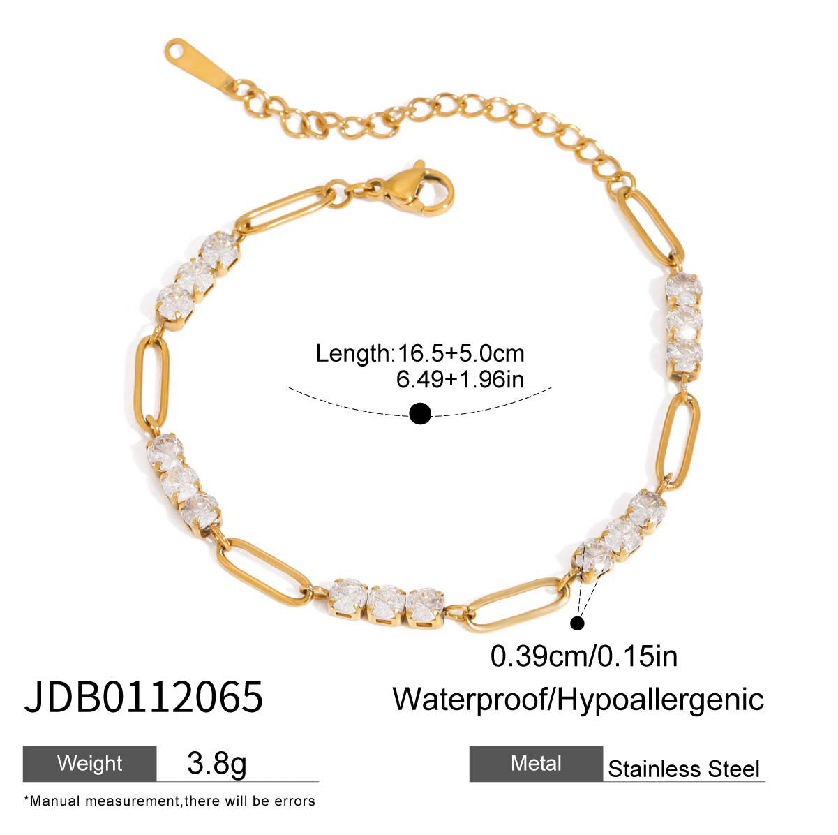 Stainless Steel Full Diamond Tennis Chain Women’s Bracelet - JDB0112065 - electronic accessories