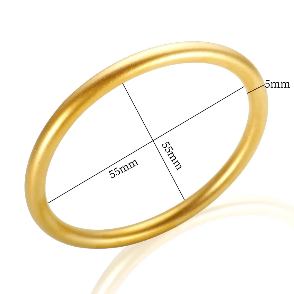 Stainless Steel Gold Color Thick Tube Open Bangle For Women - 5mm O / China