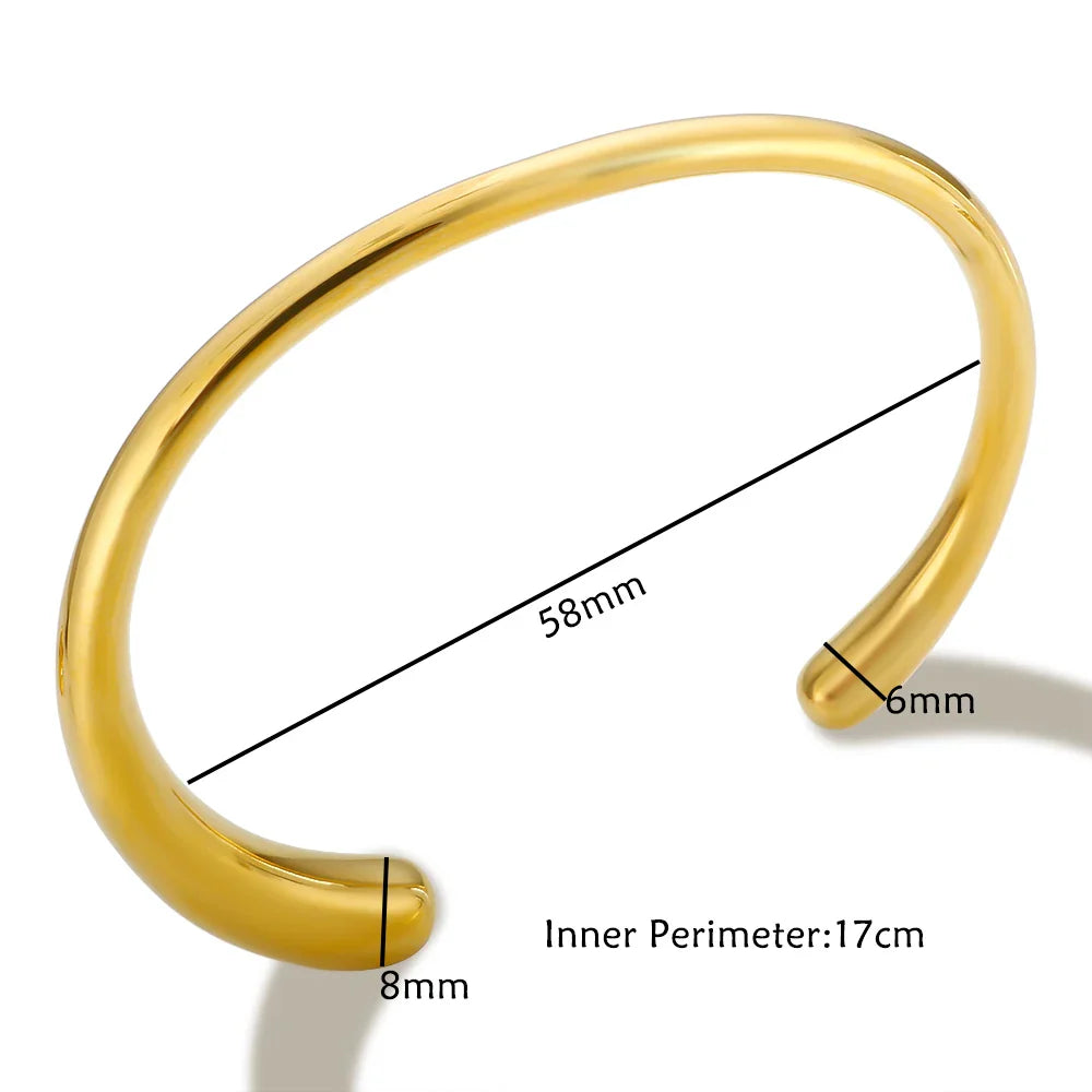 Stainless Steel Gold Color Thick Tube Open Bangle For Women - 6mm E / China