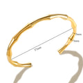 Stainless Steel Gold Color Thick Tube Open Bangle For Women