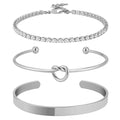 Stainless Steel Heart Knot Bracelet - Silver - electronic accessories