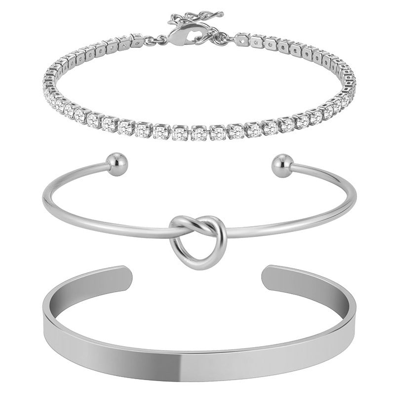Stainless Steel Heart Knot Bracelet - Silver - electronic accessories