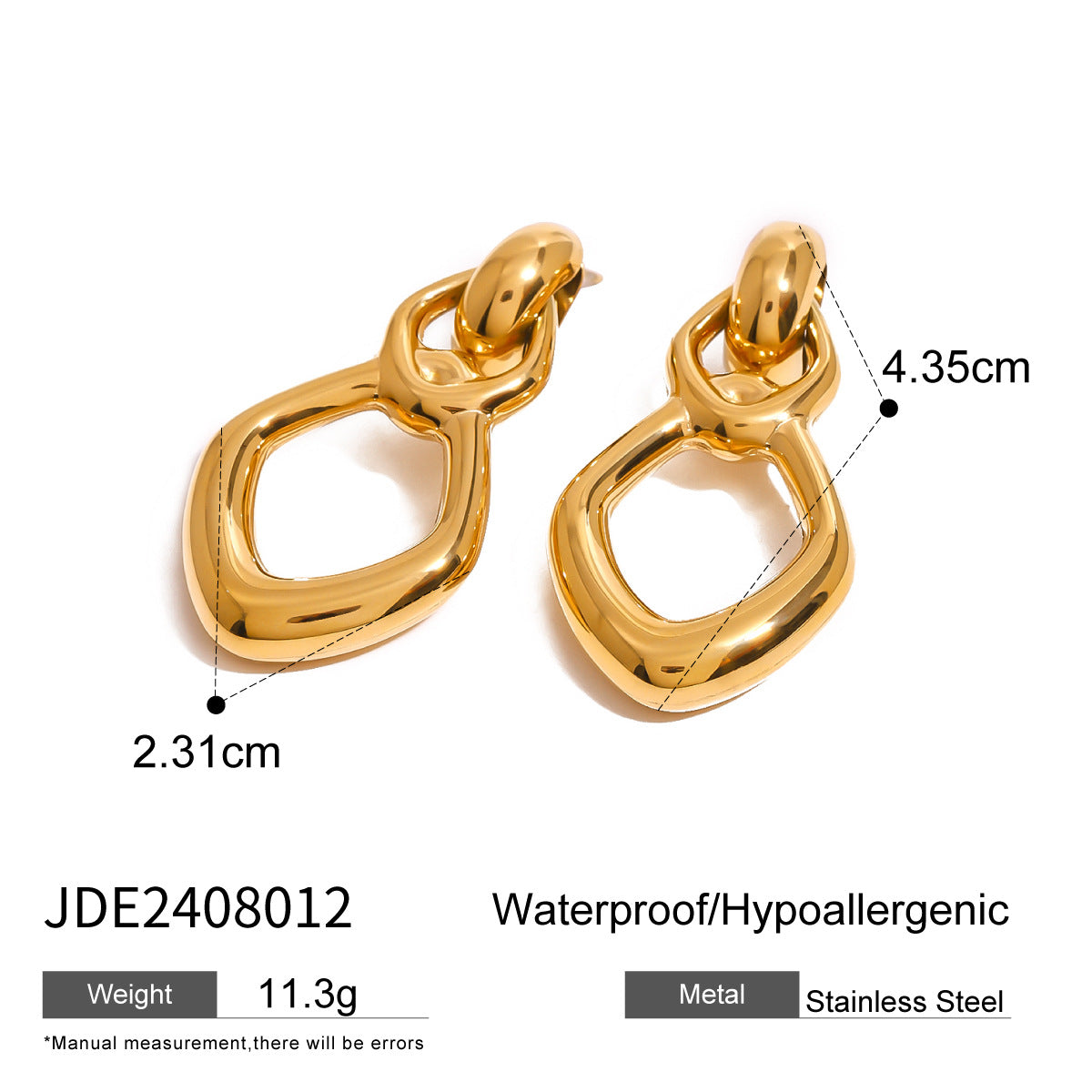 Stainless Steel Hollow Stud Earrings - JDE2408012 - electronic accessories