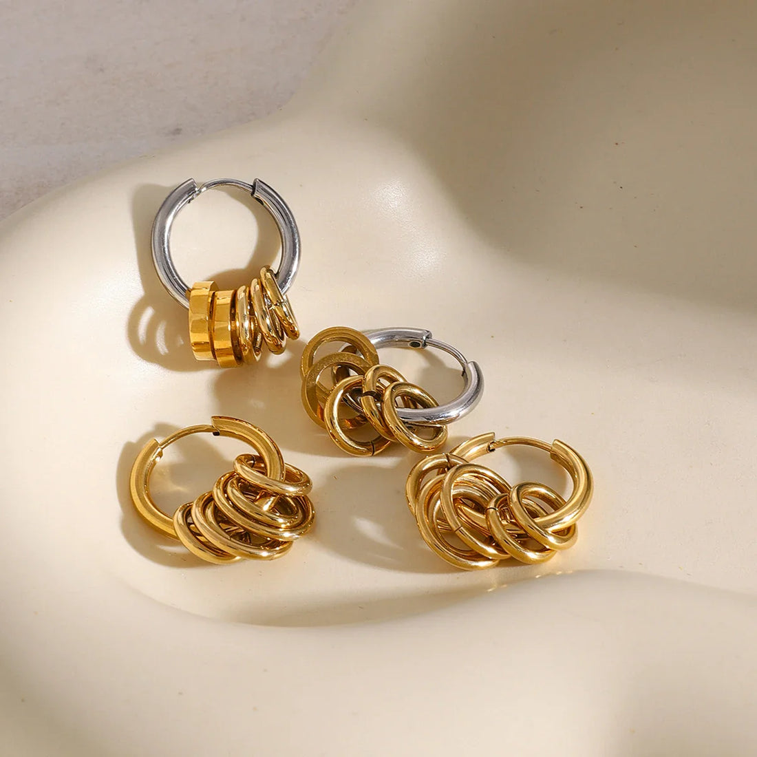 Stainless Steel Huggie Unusual Earrings