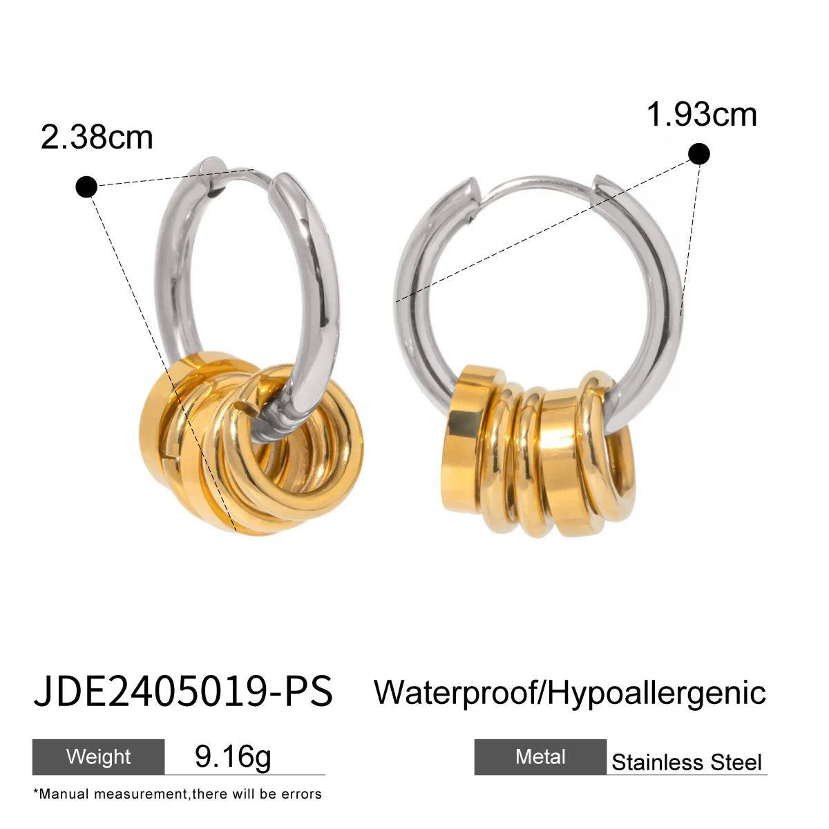 Stainless Steel Huggie Unusual Earrings - JDE2405019-PS