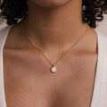 Stainless Steel Inlaid Opal Pendant Plated 18K Gold Necklace - electronic accessories