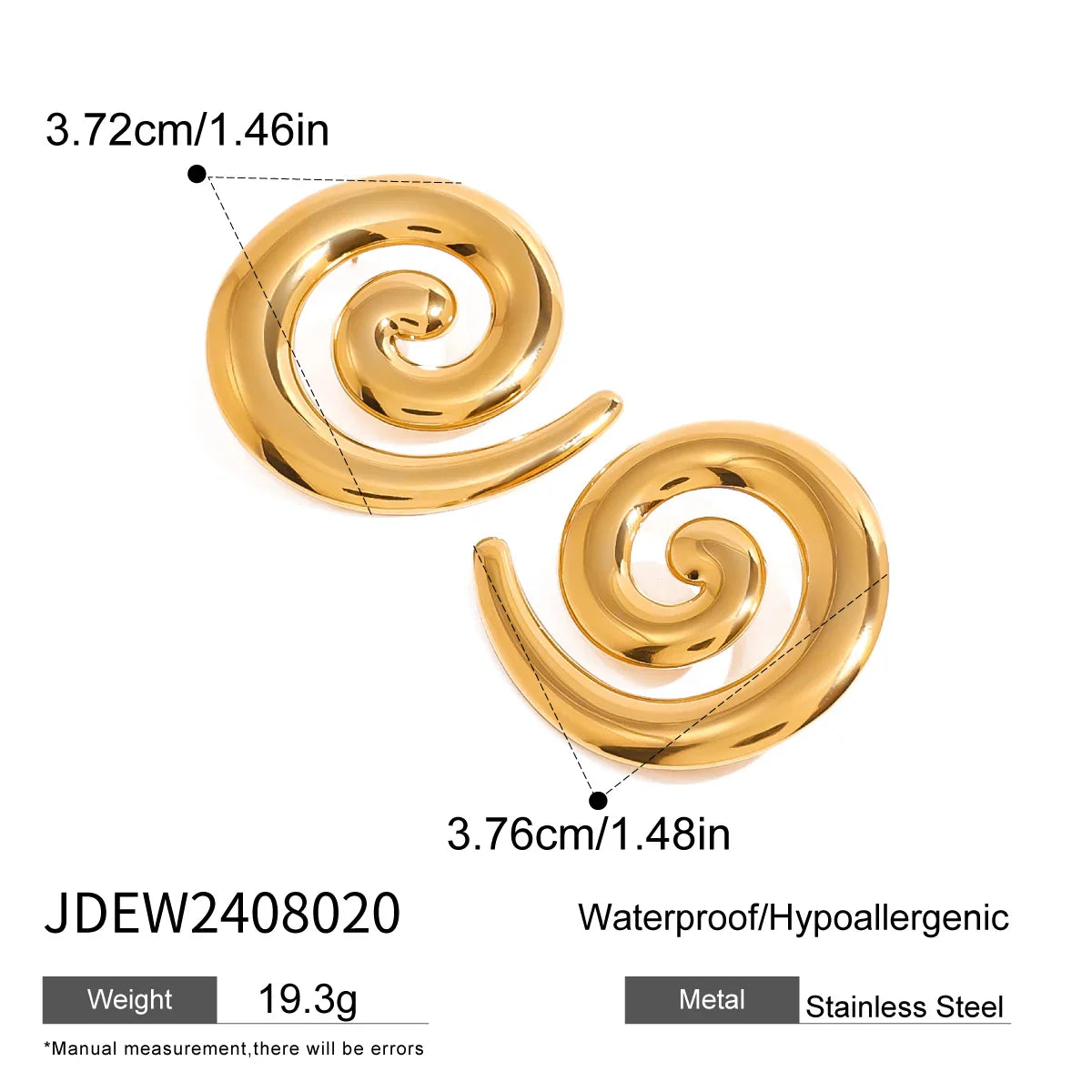 Stainless Steel Metal Spiral Stud Earrings - JDEW2408020