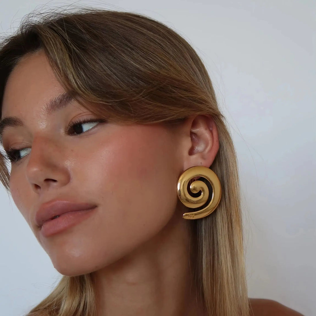 Stainless Steel Metal Spiral Stud Earrings - JDEW2408020