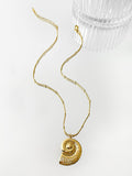 Stainless Steel Ocean Elements Cold Real Gold Electroplated Color Necklace - Conch - electronic accessories