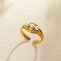 Stainless Steel Pearl Hollow Geometry Open Ring - Style 2 - electronic accessories