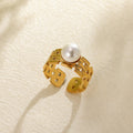 Stainless Steel Pearl Hollow Geometry Open Ring - Style 5 - electronic accessories