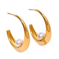 Stainless Steel Plated Shell Pearl Dynamism Earrings