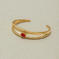 Stainless Steel Red Natural Stone Three Layer Hollow Bracelet