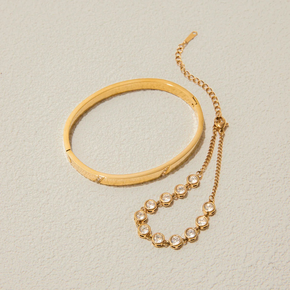 Stainless Steel Round Zircon Tennis Chain Bracelet