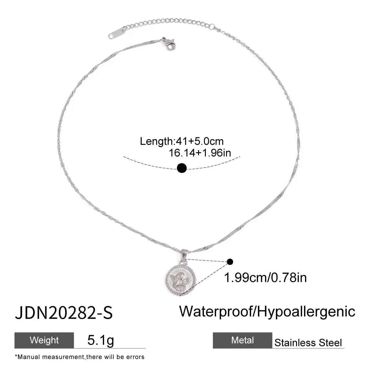 Stainless Steel Silver Color Angel Pendant Necklace