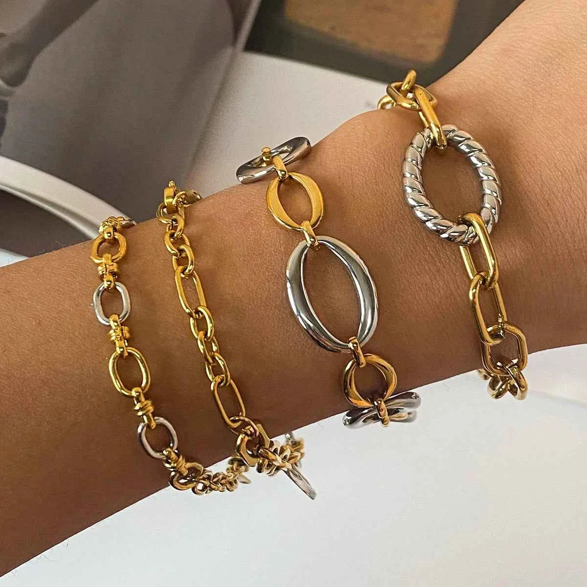 Stainless Steel Splicing Cross Buckle Bracelet