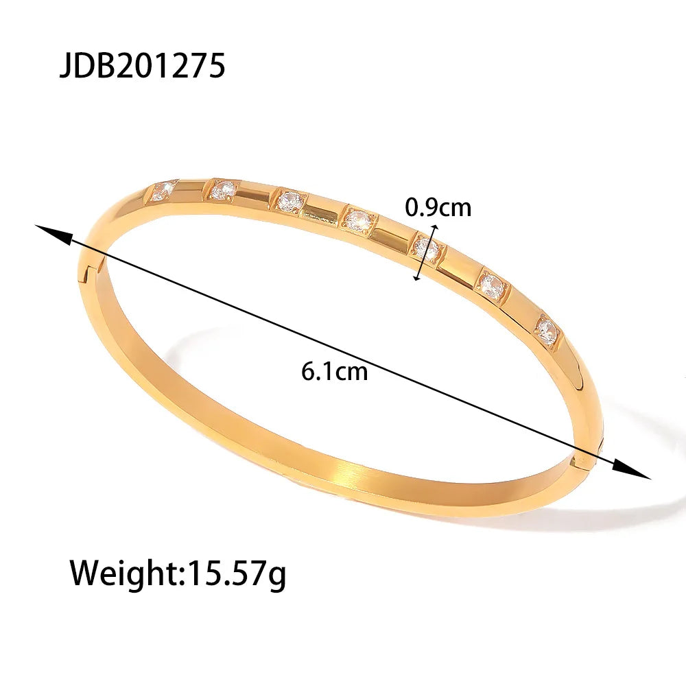 Stainless Steel Square Zircon Paper Clip Chain Tennis Bracelet - JDB201275