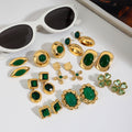 Stainless Steel Studs Ornament Green Agate - electronic accessories