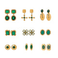 Stainless Steel Studs Ornament Green Agate - electronic accessories