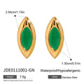 Stainless Steel Studs Ornament Green Agate - JDE0111001GN - electronic accessories