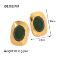 Stainless Steel Studs Ornament Green Agate - JDE2023701 - electronic accessories