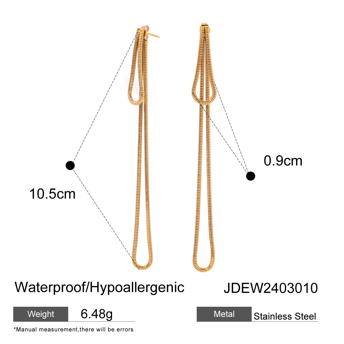 Stainless Steel Tassel Snake Chain Earrings - JDEW2403010