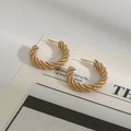 Stainless Steel Two color Fried Dough Twists Earrings - JDE0211003-PS