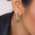 Stainless Steel Two color Fried Dough Twists Earrings - JDE0211003-PS