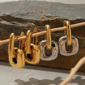 Stainless Steel Two tone Oval Splicing Earrings