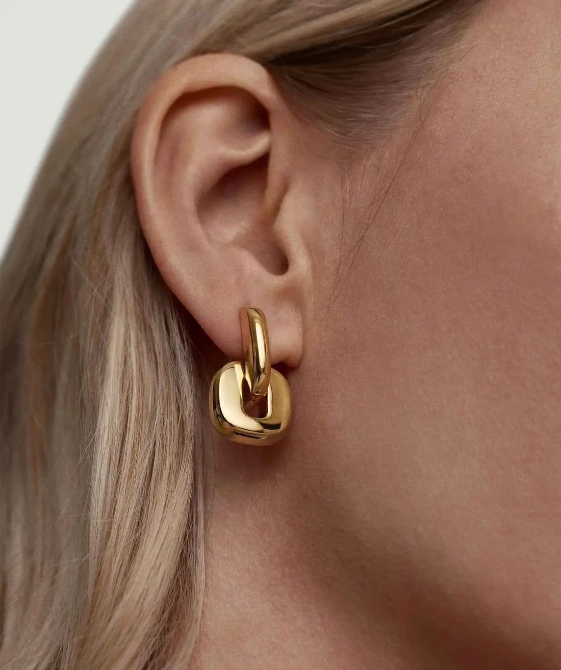 Stainless Steel Two tone Oval Splicing Earrings