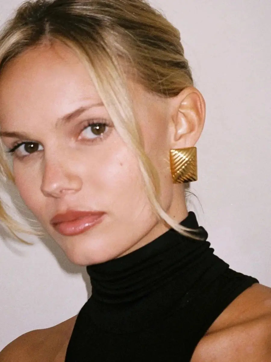 Stainless Steel Vintage-Inspired Waterproof Stud Earrings
