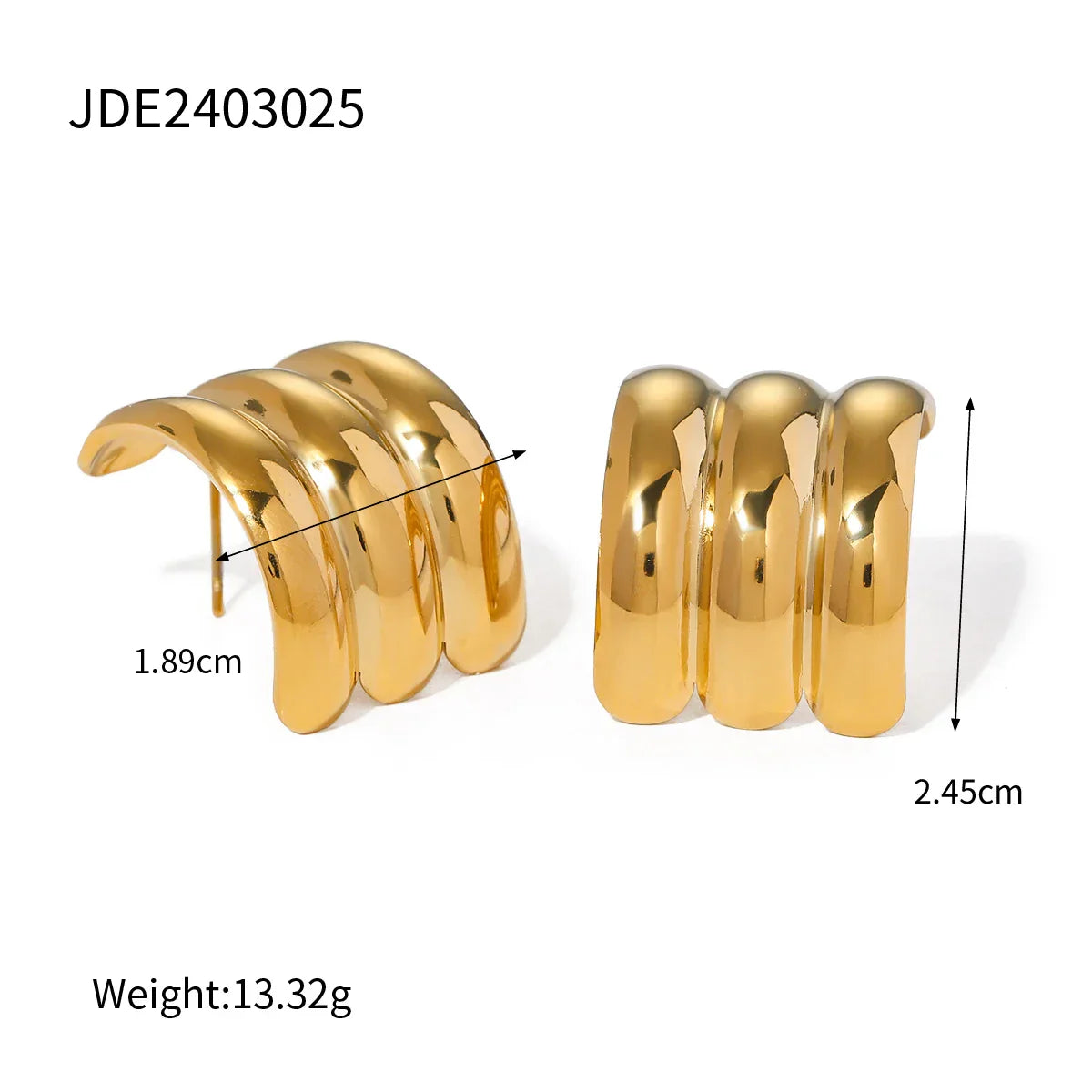 Stainless Steel Vintage-Inspired Waterproof Stud Earrings - JDE2403025