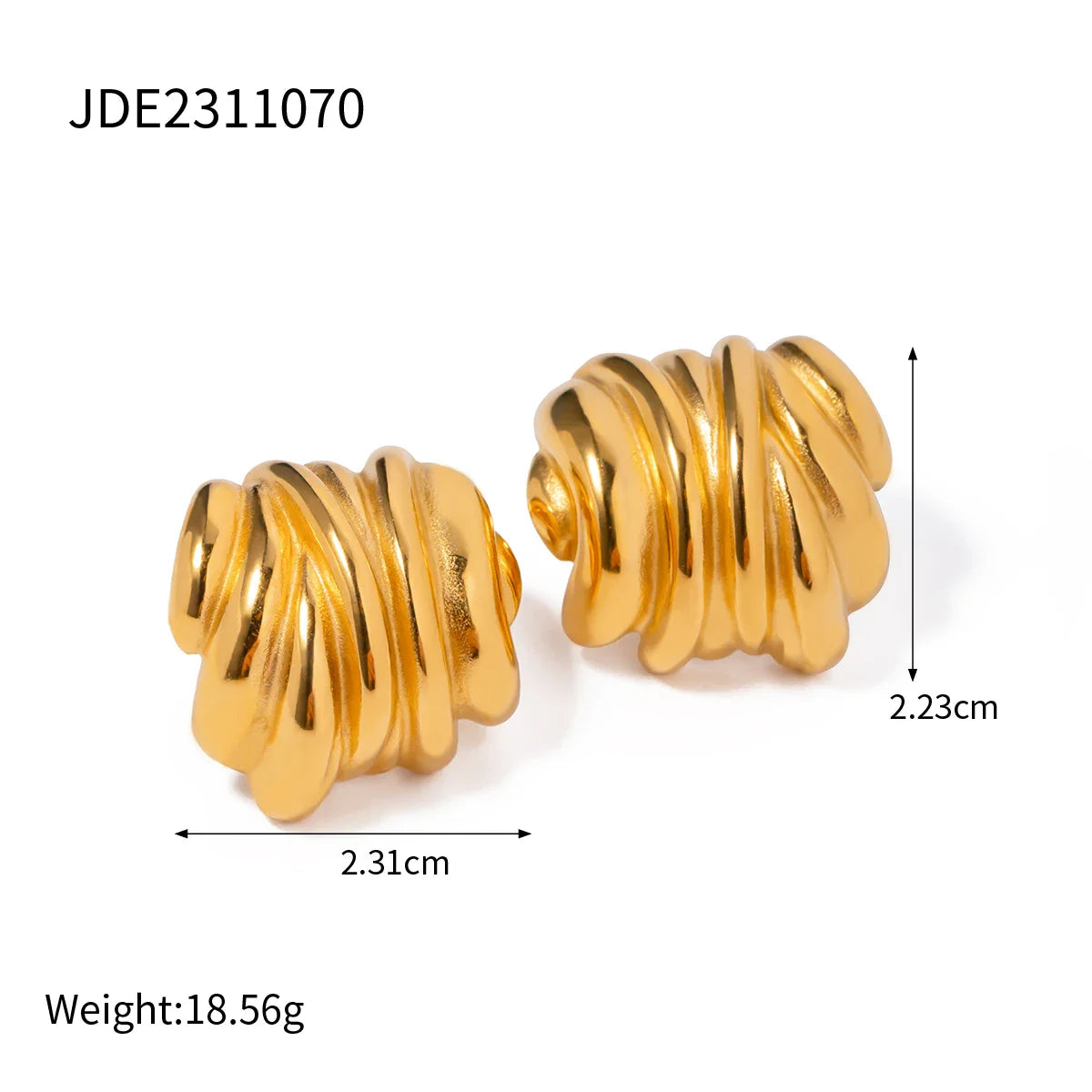 Stainless Steel Vintage-Inspired Waterproof Stud Earrings - JDE2311070