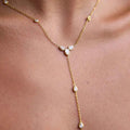 Stainless Steel Water Droplet Shaped White Zircon Y-shaped Chain