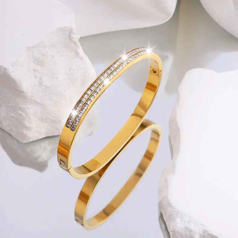 Stainless Steel Women’s Starry Exquisite Double Row Diamond Bracelet - electronic accessories