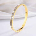 Stainless Steel Women’s Starry Exquisite Double Row Diamond Bracelet - Gold - electronic accessories