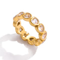 Stainless Steel Zircon Water Drop shaped Sparkling Ring - JDR0105006 / 7