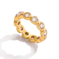 Stainless Steel Zircon Water Drop shaped Sparkling Ring - JDR0105010 / 6