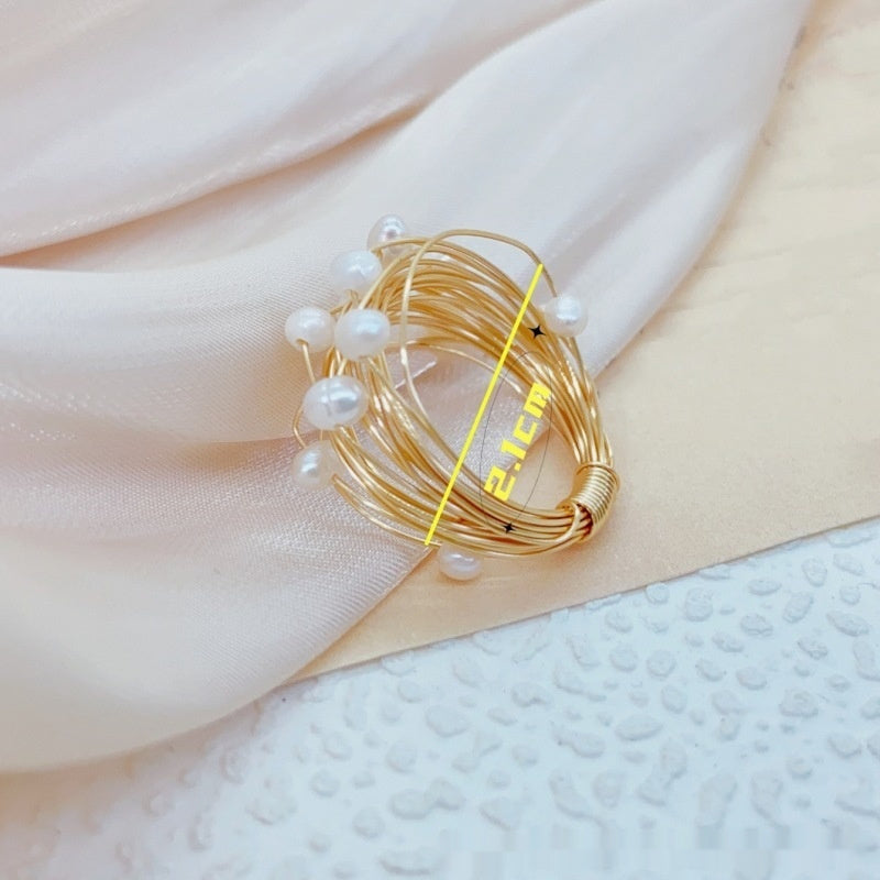 Starry Sky Winding Tourmaline Pearl Ring - Yellow - electronic accessories