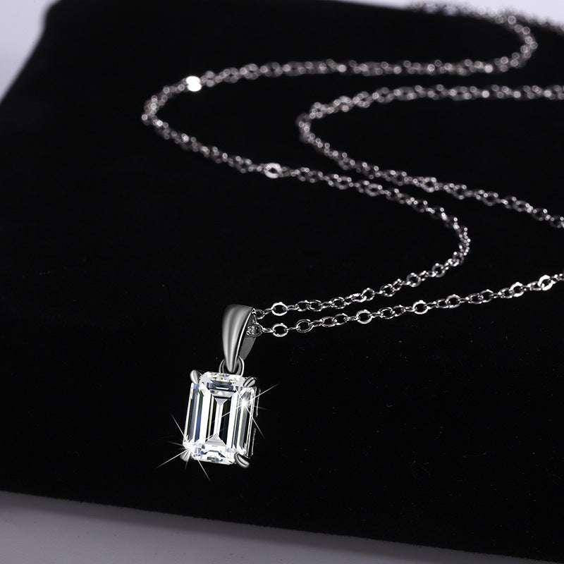 Sterling Silver Rectangular Pendant Clavicle Chain - electronic accessories
