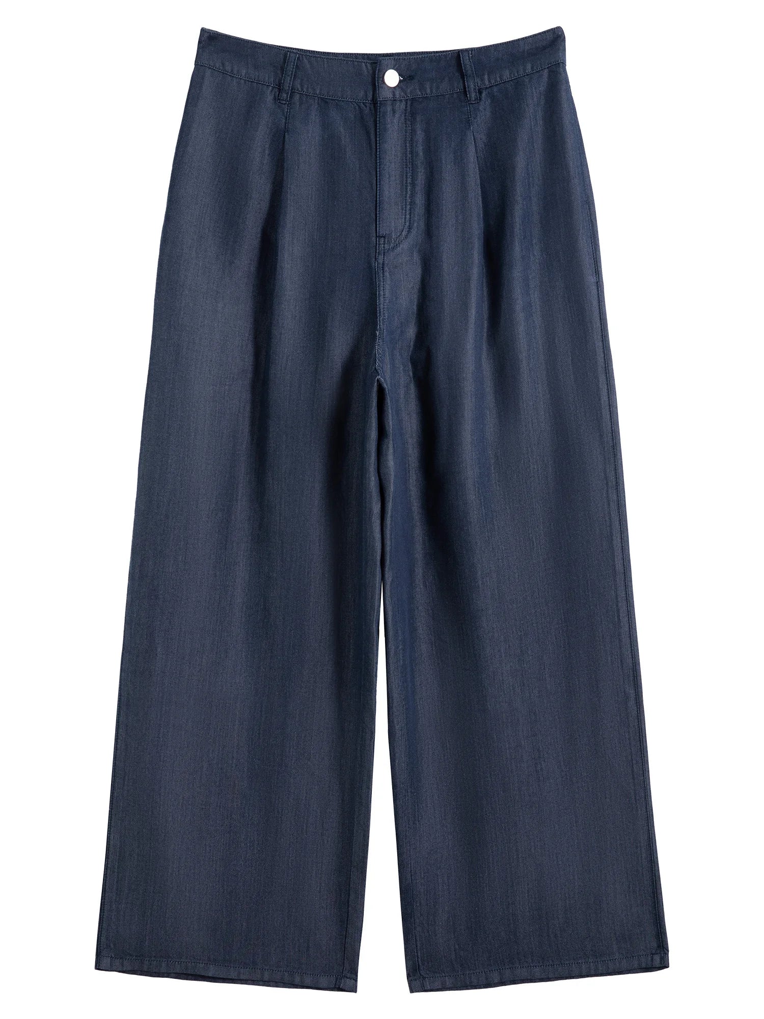 Straight-Leg Pants Versatile Staple Women Casual Trousers - deep blue / M