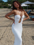 Strapless Cut Out Bodycon Maxi Dress Women
