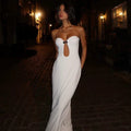 Strapless Cut Out Bodycon Maxi Dress Women - white / L