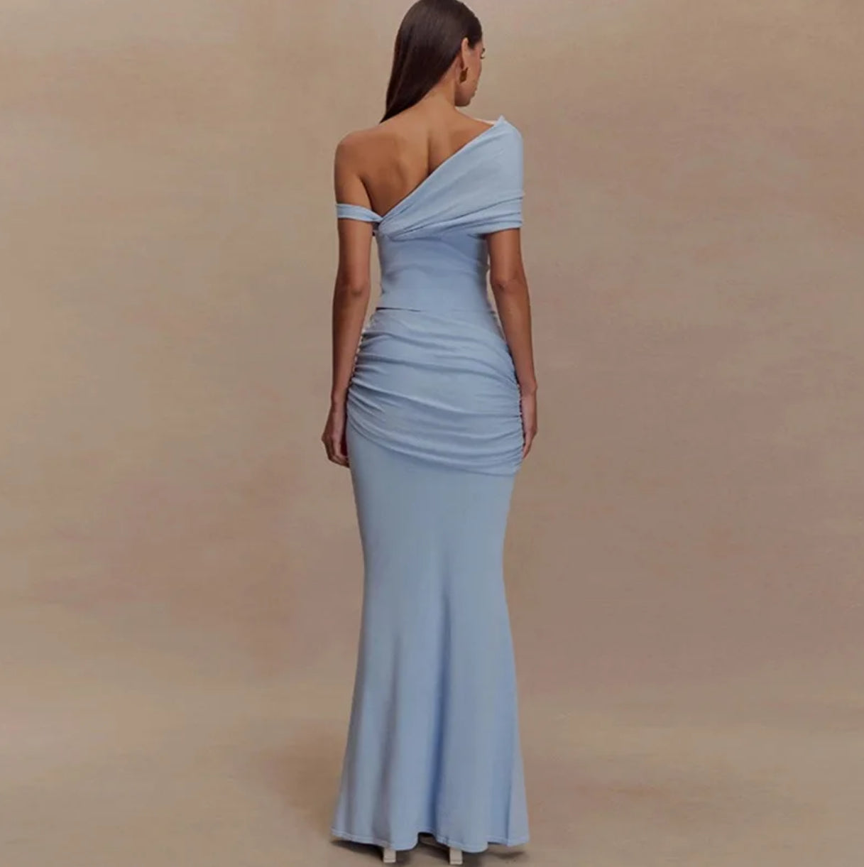 Strapless Long Dress Two Piece Fashion Elegant Solid Sleeveless Top Tight Set